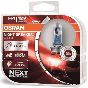 Image of Product Osram Night Breaker Laser H4 12V 60/55W P 64193 NBL Duo Box